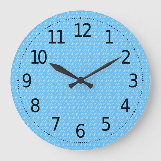 Elegant Abstract Japanese Style Waves Pattern | Large Clock (Front)