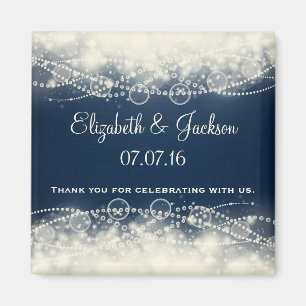 Elegant Abstract Lace and Pearls Wedding Favor Magnet