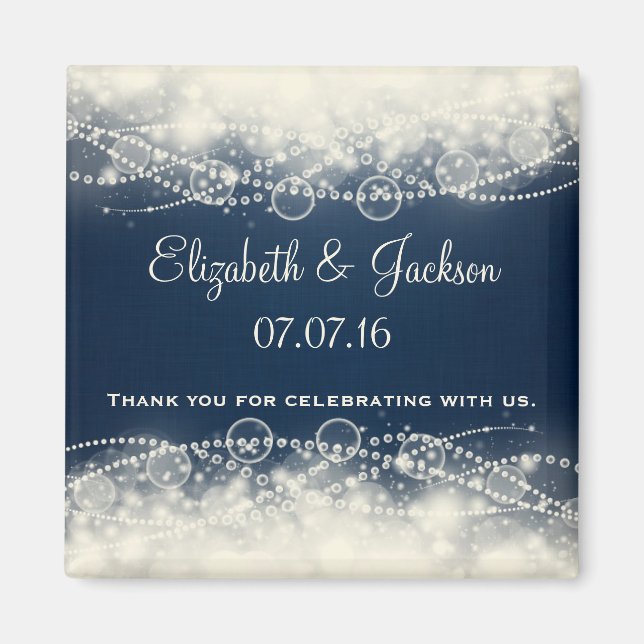 Elegant Abstract Lace and Pearls Wedding Favor Magnet (Front)