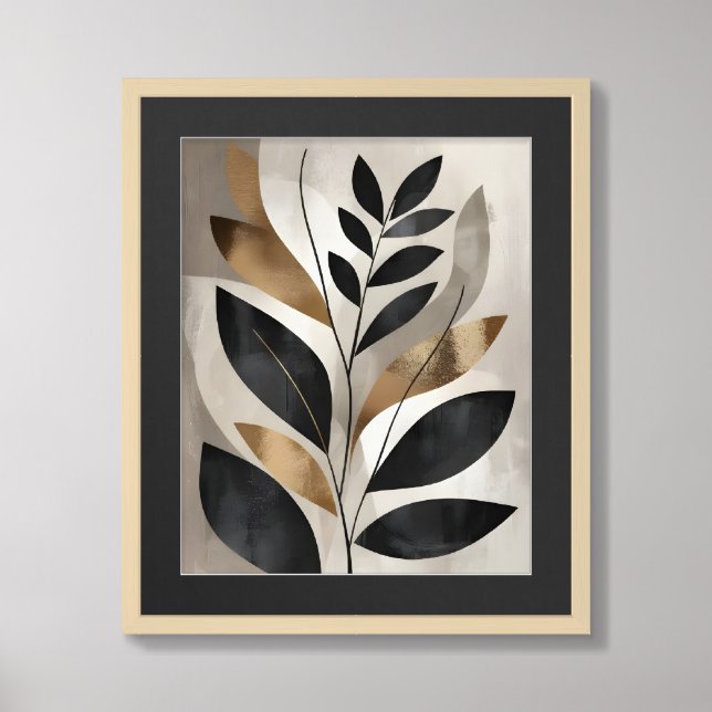 Elegant Abstract Leaf  Framed Art (Framed Front)