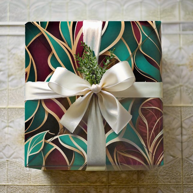Elegant Abstract Leaves Retirement Gift for Mom Wrapping Paper (Elegant Abstract Leaves Retirement Gift for Mom Wrapping Paper)