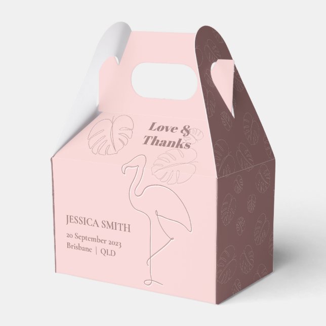 Elegant Abstract Lets Flamingle Favor Boxes (Front Side)