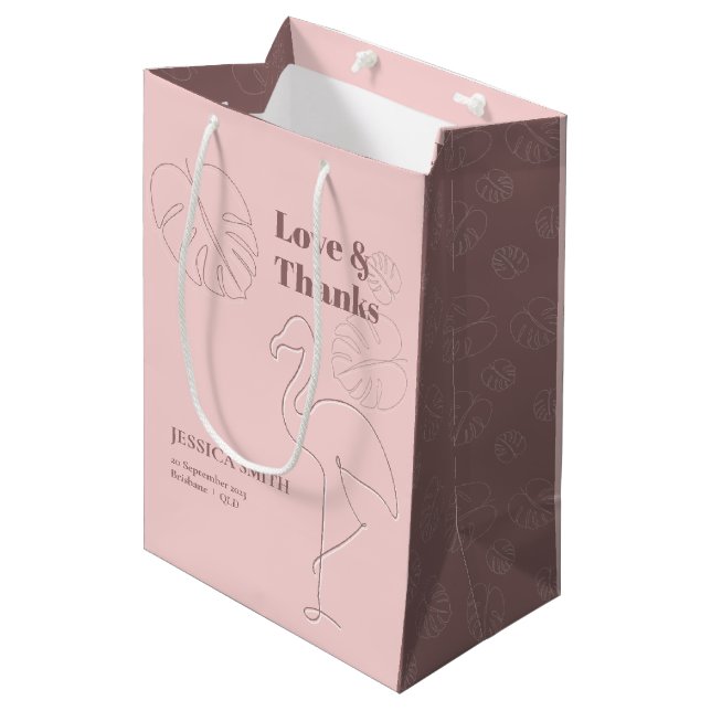 Elegant Abstract Lets Flamingle Medium Gift Bag (Front Angled)
