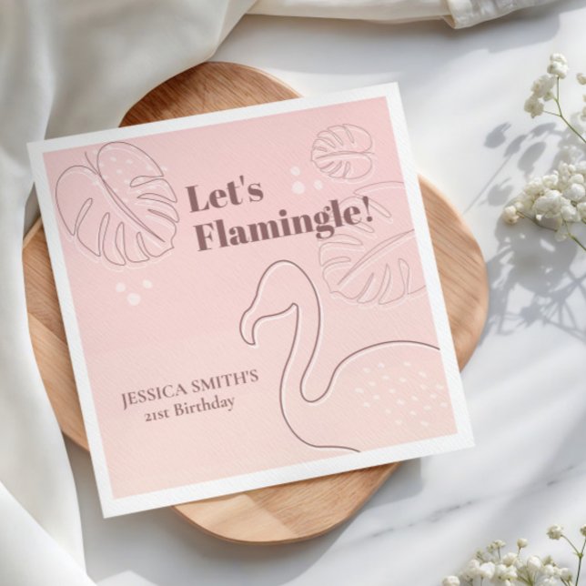 Elegant Abstract Lets Flamingle  Napkins (Say goodbye to boring mingling and hello to flamboyant flamingle! )