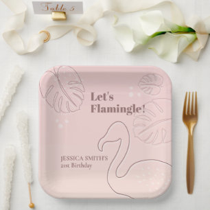 Elegant Abstract Lets Flamingle Paper Plates
