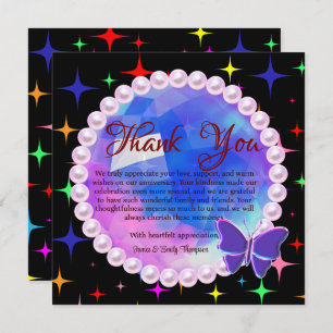 Elegant Abstract Lilac Pearl Wedding Anniversary Thank You Card