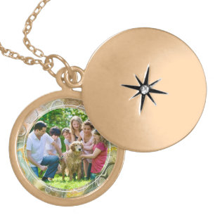 Elegant Abstract liquid And Family Custom Photo Gold Plated Necklace
