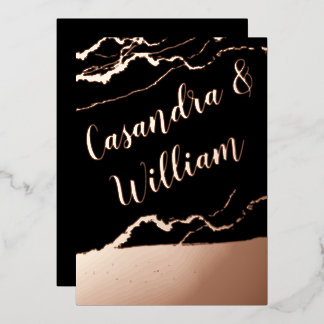 Elegant Abstract Marble Veining Gold Wedding Foil Invitation