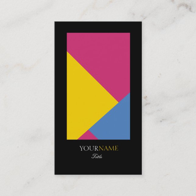 Elegant Abstract Modern Geometric Black Border Business Card (Front)