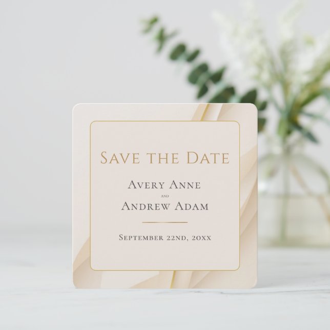 Elegant Abstract Modern Wedding Save The Date (Standing Front)