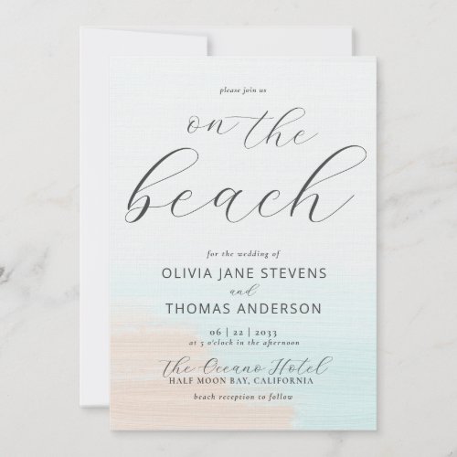 Elegant Abstract Ocean Beach All in One Wedding Invitation