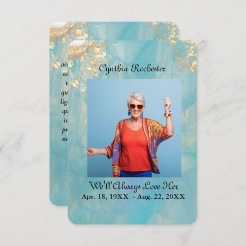 Elegant Abstract Ocean Marble Memorial Prayer Card