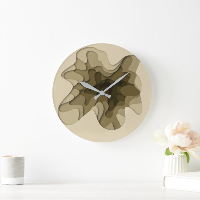 Elegant Abstract Ombre Brown Large Clock (Home)