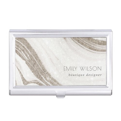 Elegant Abstract Pale Gold Marble Agate  Business Card Case