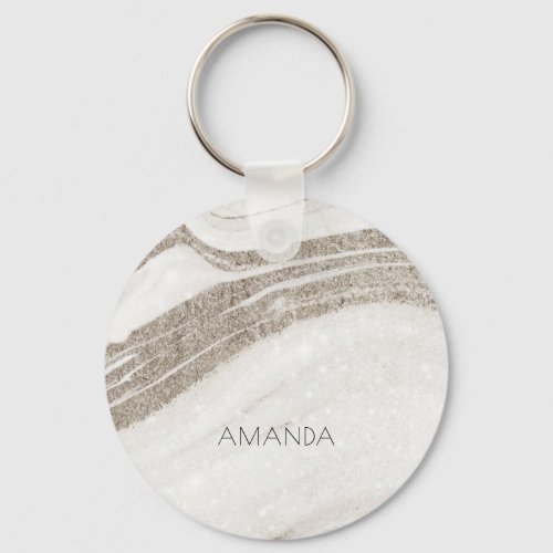 Elegant Abstract Pale Gold Marble Agate  Keychain