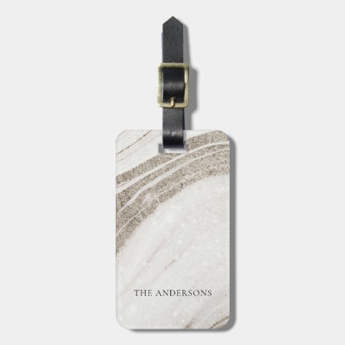 Elegant Abstract Pale Gold Marble Agate  Luggage Tag