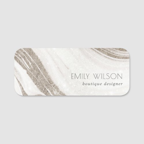 Elegant Abstract Pale Gold Marble Agate Name Tag