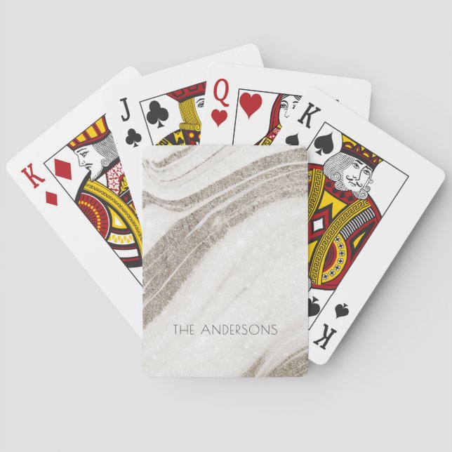 Elegant Abstract Pale Gold Marble Agate  Poker Cards (Back)