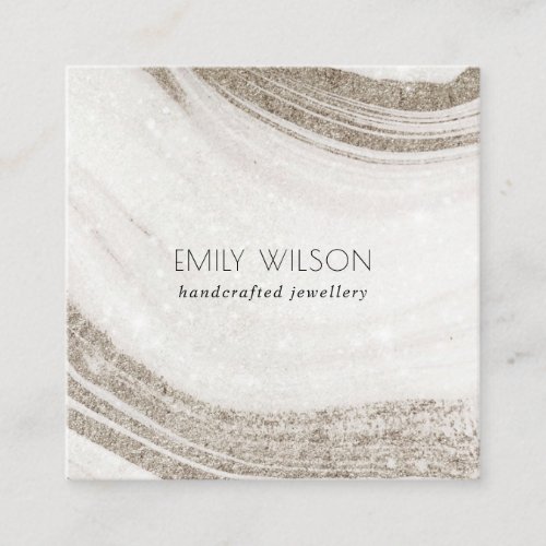 Elegant Abstract Pale Gold Marble Agate  Square Business Card