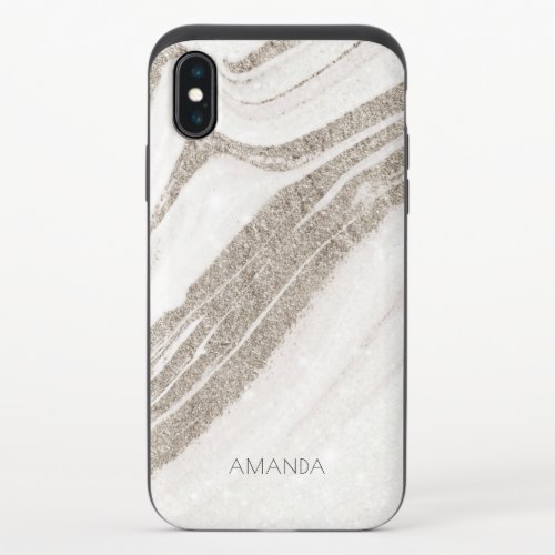 Elegant Abstract Pale Gold Marble Agate  iPhone XS Slider Case