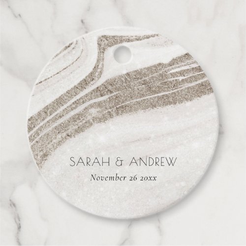 Elegant Abstract Pale Gold Marble Agate Wedding Favor Tags