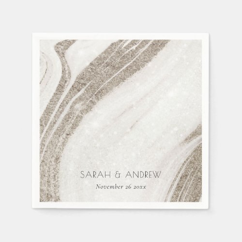 Elegant Abstract Pale Gold Marble Agate Wedding Napkins