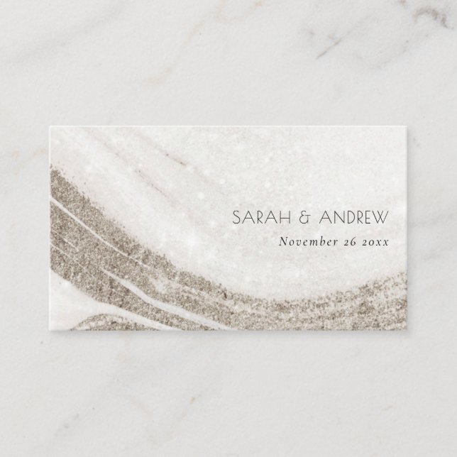 Elegant Abstract Pale Gold Marble Agate Wedding Place Card (Front)
