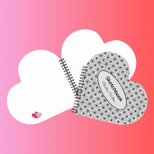 Elegant Abstract pattern Black & White Heart-shape Notebook