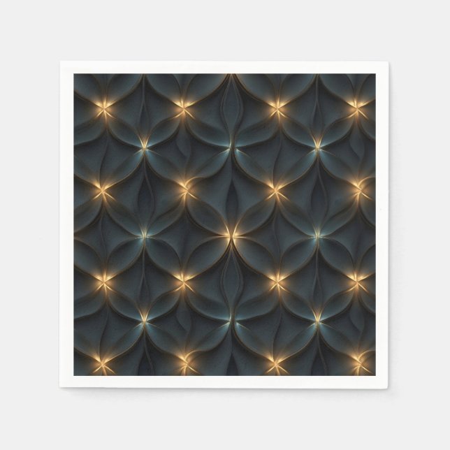 Elegant Abstract Pattern with Golden Glowing Light Napkins (Front)