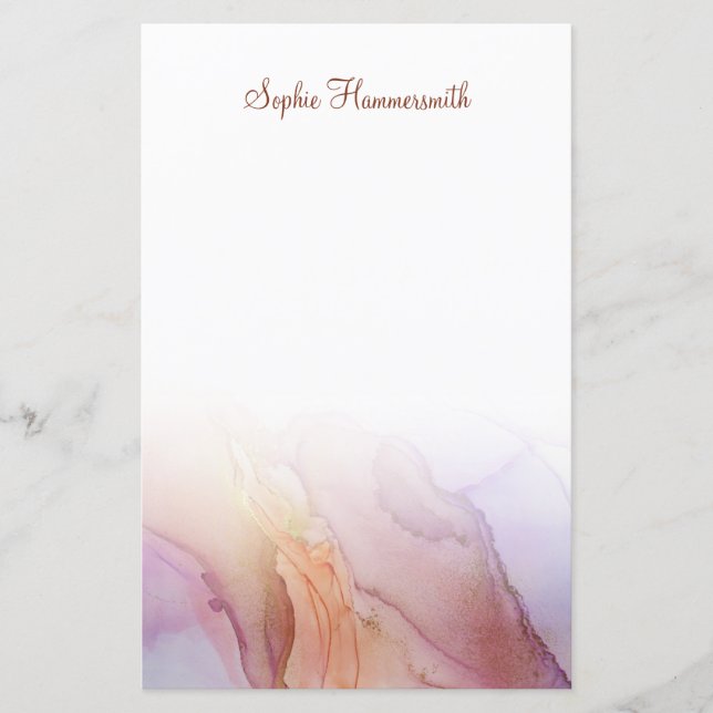 Elegant Abstract Personalized Stationery Paper (Front)