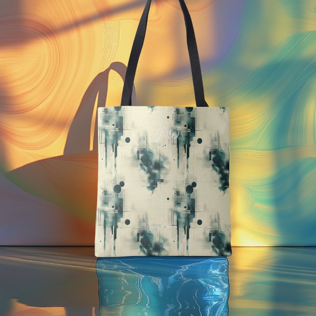 Elegant Abstract Personalized Tote Bag with Initia (Creator Uploaded)