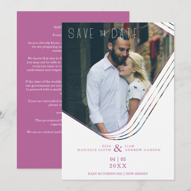 Elegant Abstract Photo Sophisticated Wedding Save The Date (Front/Back)