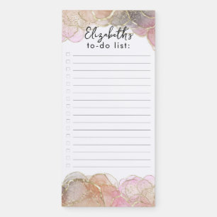 Elegant Abstract Pink Agate Ink To Do Check List  Magnetic Notepad