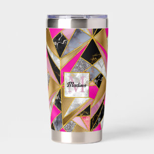 Elegant abstract pink black geometric insulated tumbler