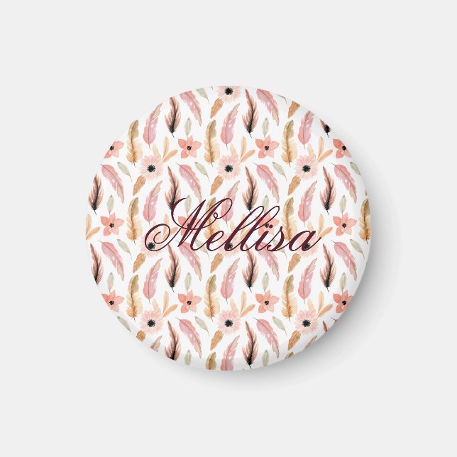 Elegant Abstract Pink Floral Watercolor Pattern Magnet (Front)
