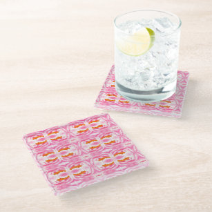 Elegant Abstract Pink Tie Dye Pattern  Glass Coaster