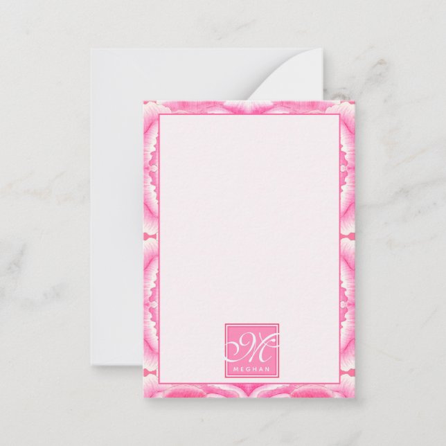 Elegant Abstract Pink Tie Dye Pattern Note Card (Front)