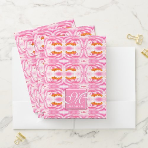 Elegant Abstract Pink Tie Dye Pattern Pocket Folder