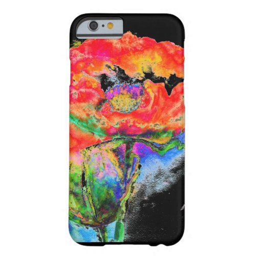 Elegant abstract red floral watercolor black barely there iPhone 6 case