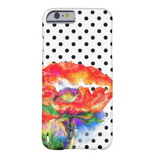 Elegant abstract red floral watercolor polka dot barely there iPhone 6 case