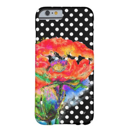 Elegant abstract red floral watercolor polka dot barely there iPhone 6 case