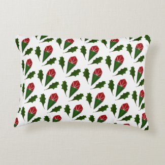 Elegant Abstract Red Roses & Leaves Floral Pattern
