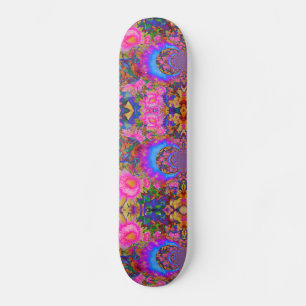Elegant abstract retro pink flowers sunflowers skateboard