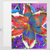 Elegant abstract retro red blue flower (Front/Back)