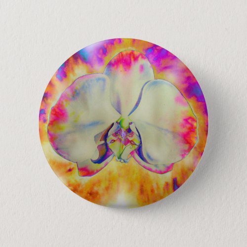 Elegant abstract retro watercolor pink orchid button