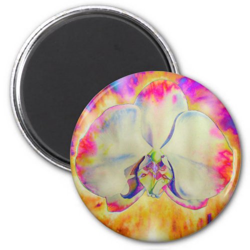 Elegant abstract retro watercolor pink orchid magnet