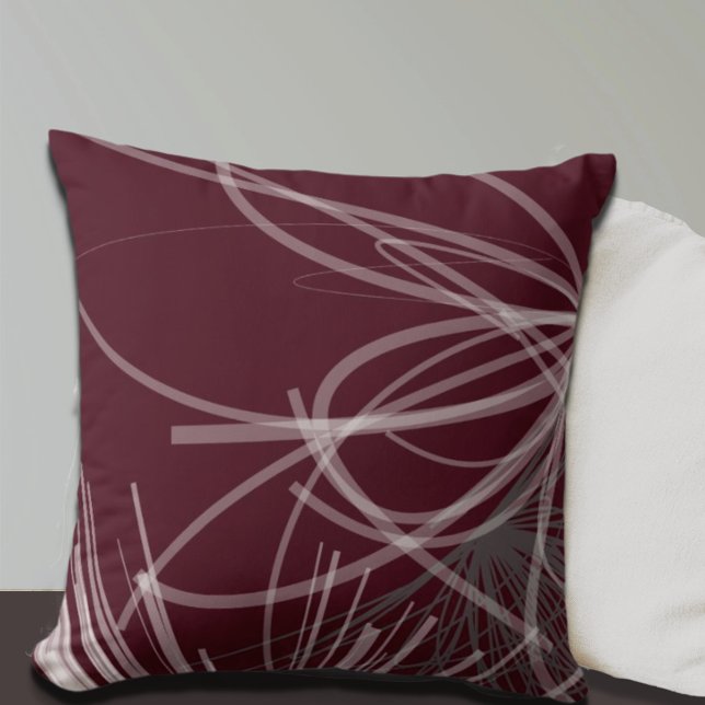 Elegant Abstract Ribbons Burgundy Throw Pillow (Creator Uploaded)