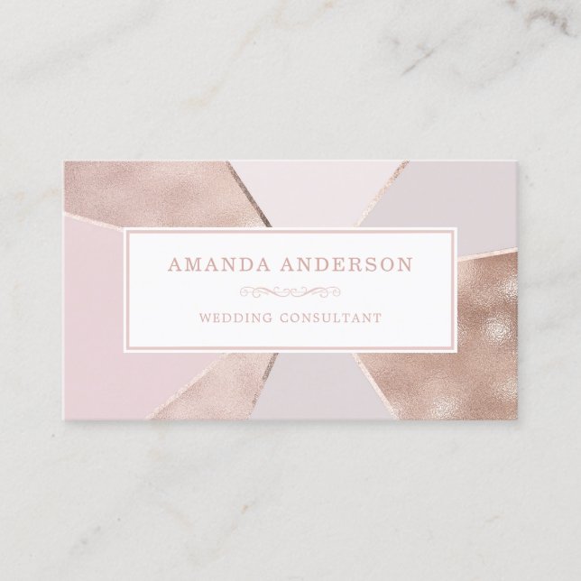 Elegant Abstract Rose Gold Foil | Business Card (Front)