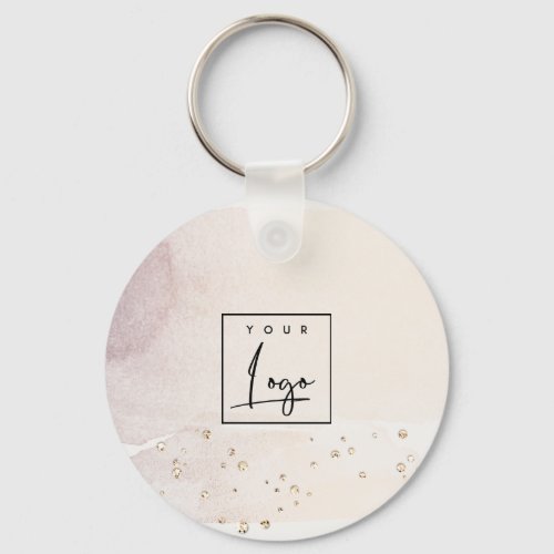 Elegant Abstract Rose Gold Purple Watercolor Logo Keychain