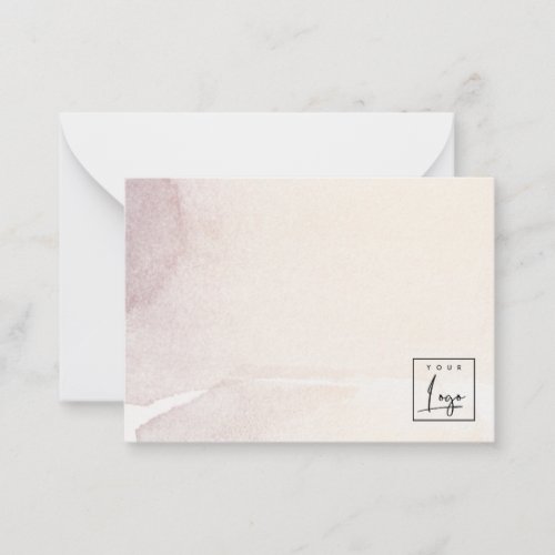 Elegant Abstract Rose Gold Purple Watercolor Logo Note Card